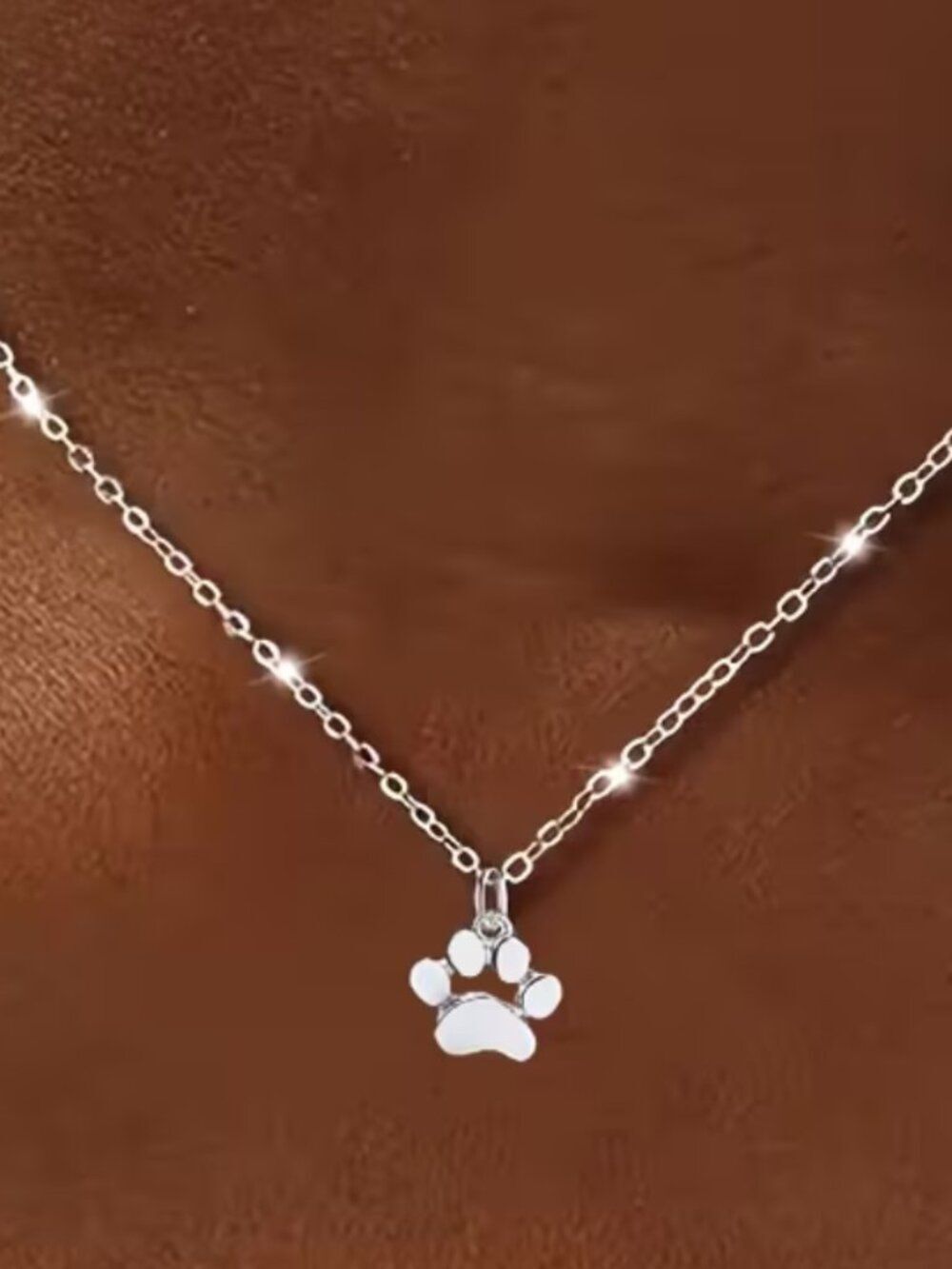 NWT Silver Plated Large Paw Print Pendant Necklace Minimalist Pet Lover Jewelry
